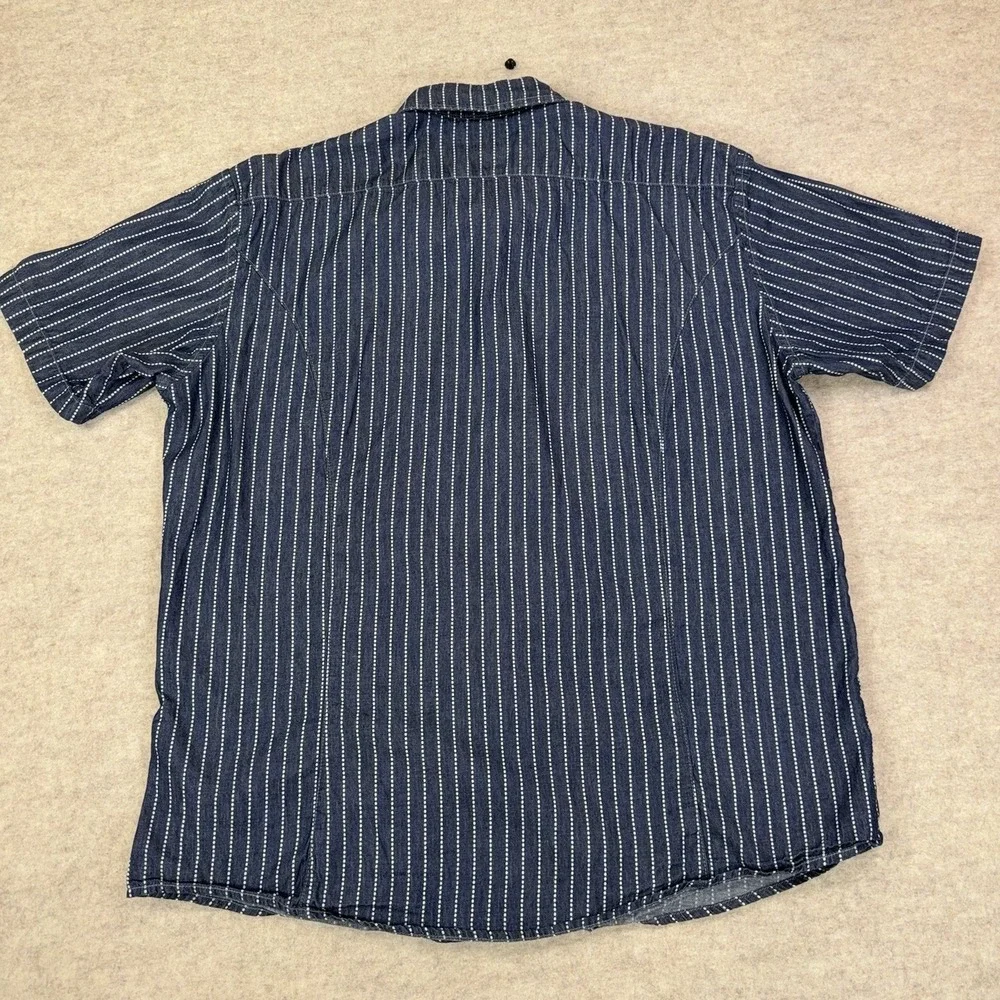 LC King Wabash Stripe Short Sleeve Shirt Mens XXL Blue Workwear USA Made Denim